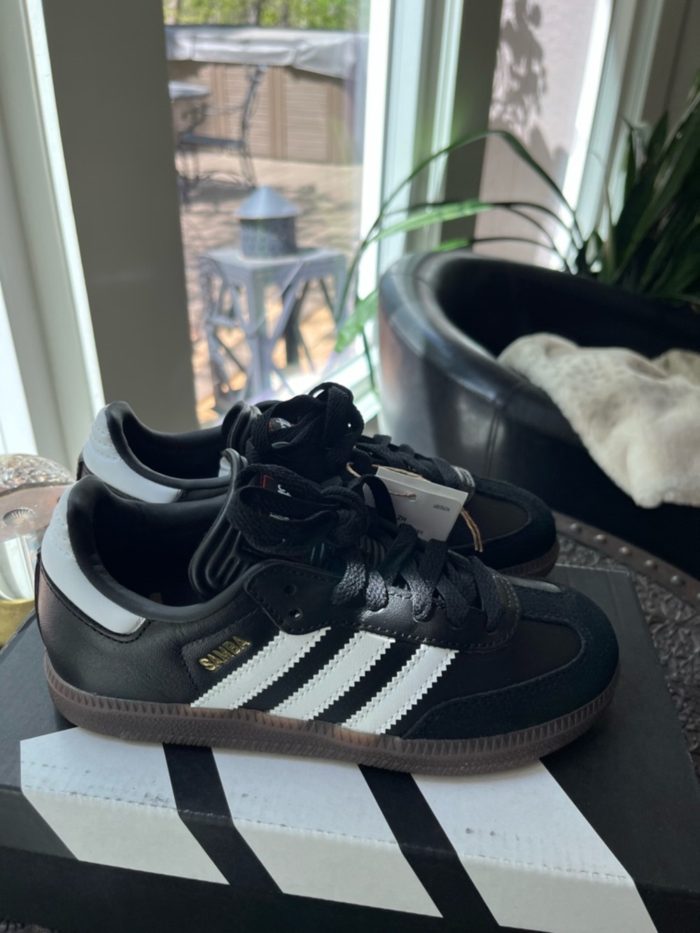 ADIDAS SAMBA J  CLASSIC INDOOR SOCCER SHOES BLACK WHITE 1 - Picture 6 of 9